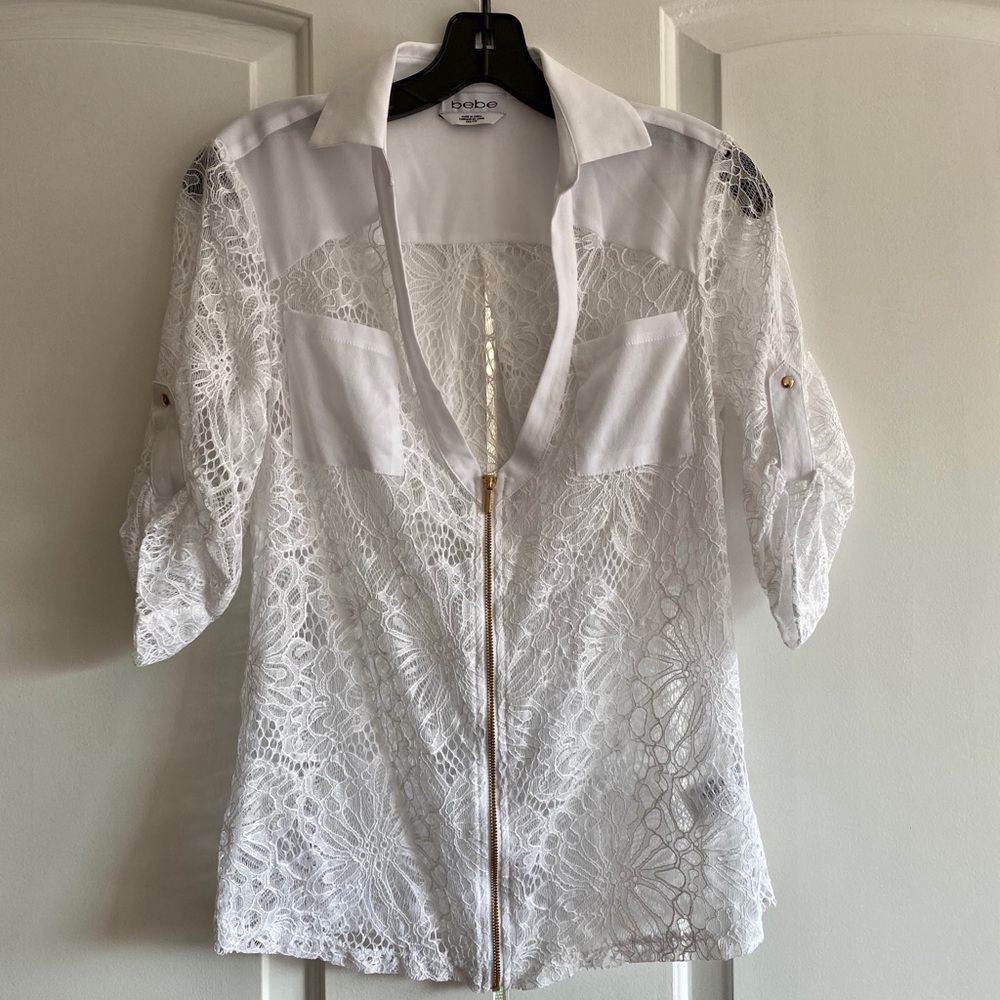 bebe Sheer Lace Blouse